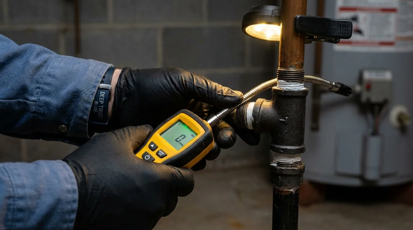 Gas leak detection with electronic sniffer by Johns Plumbing LLC in Vacaville
