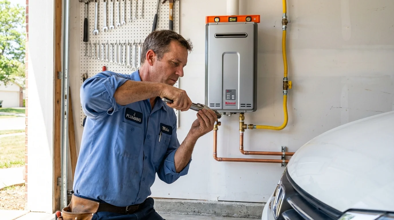 Tankless water heater installation by a Johns Plumbing LLC plumber in Vacaville